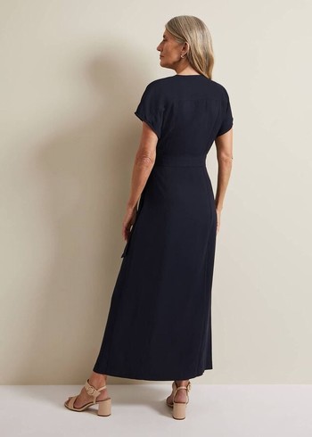 Phase Eight Liv Wrap Dress Navy Australia | QG0832694